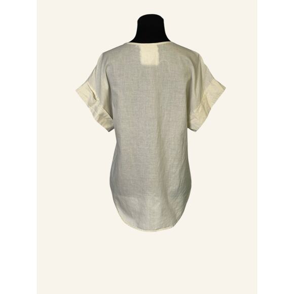 Valeria Mendizabal cream short sleeves tunic top size Medium - Picture 10 of 12